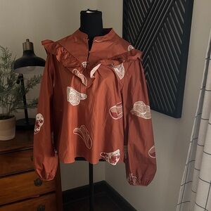 Fantastic Fawn Terracotta Blouse with Hat Motif large